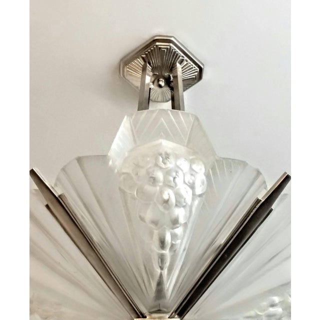 Art Deco French Art Deco Pendant Chandelier signed by Atelier Petitot For Sale - Image 3 of 6