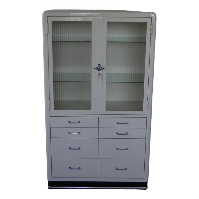 Medical Cabinet with Drawers and Metal Display Case by Baisch, 1960s For Sale