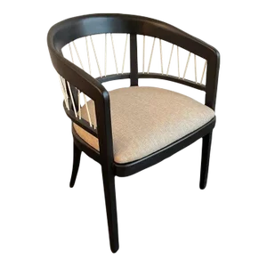 Mid-Century Lacquered Walnut Barrel Chair by Edward Wormley for Drexel