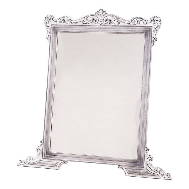 Vintage Silver Wooden Mirror For Sale