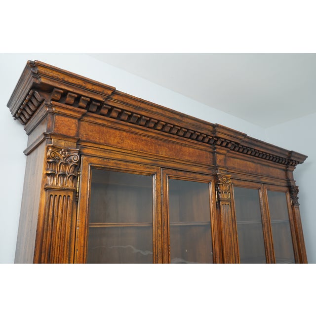 Italian 4 Door Large Walnut Library Bookcase For Sale - Image 11 of 17