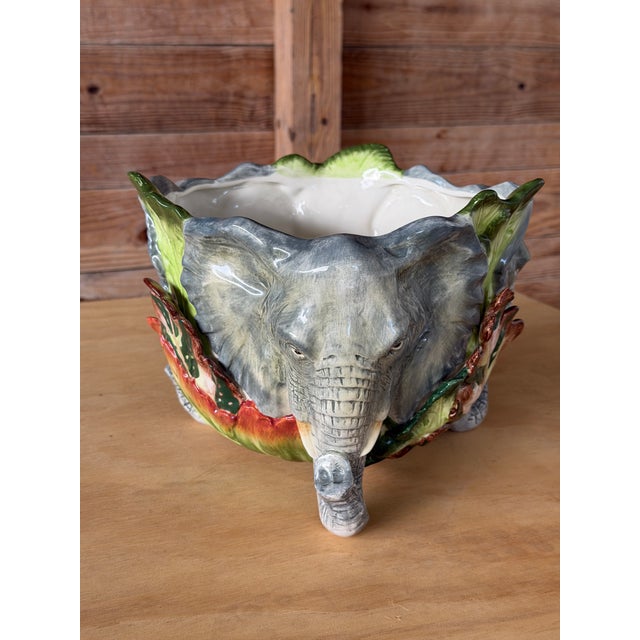 An absolutely charming vintage ceramic cachepot planter by Fitz and Floyd from their Classics collection, featuring a...
