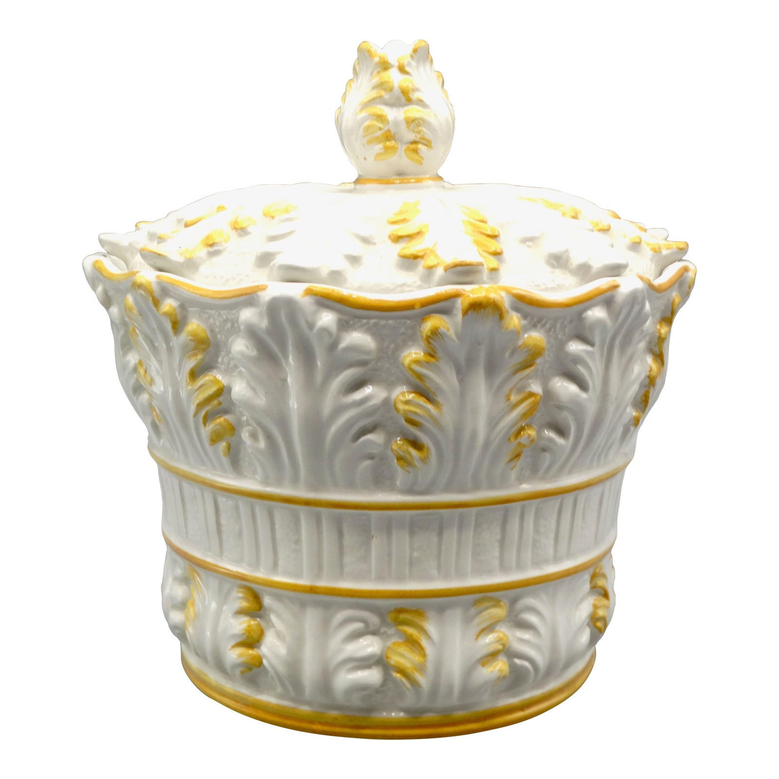 Italian Lidded Cachepot With Acanthus Leaves | Chairish
