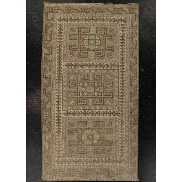 Brown Turkish Mini Rug Oriental Hand Knotted Vintage Rug 1'10" x 3'3" #21049 For Sale - Image 8 of 8