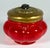 Early 20th Century Antique Ruby Glass Bonbonniere: Filigree Brass Lid, Cameo Decor For Sale - Image 5 of 10