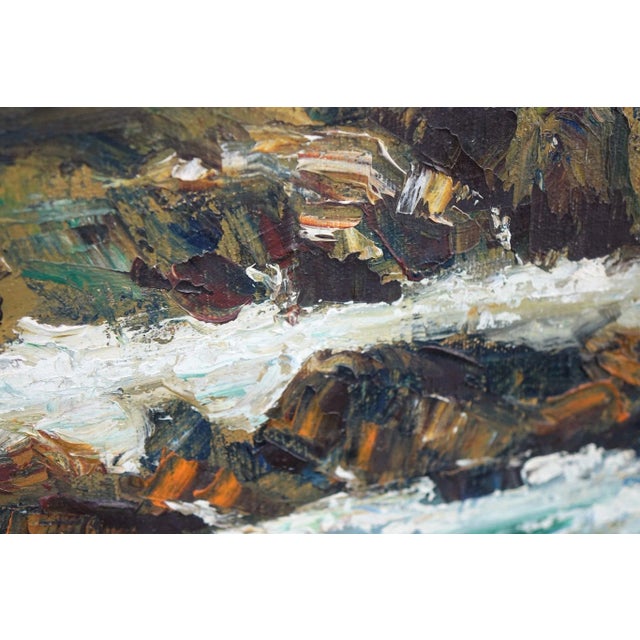 Ocean Landscape Original Oil Painting on Canvas 1965 Signed on the Bottom, Framed For Sale - Image 4 of 7
