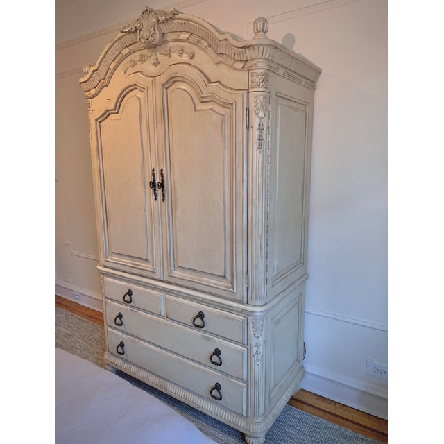 Laura Ashley For Kincaid French Provincial Style Wardrobe Armoire Chairish A fabulous cream laura ashley style wardrobe, with mirrored door front and decorative carvings to serpentine top, two drawers beneath with swan neck handles. laura ashley for kincaid french provincial style wardrobe armoire