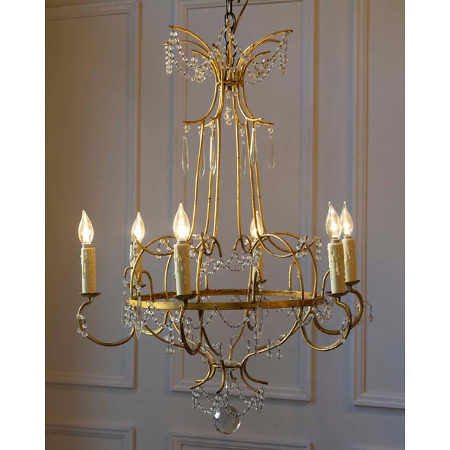 Metal 18th Century Maria Teresa Gilt Iron and Crystal Chandelier For Sale - Image 7 of 10