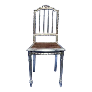 Late 19th Century Louis XVI Style Silver Leaf and Cane Side Chair