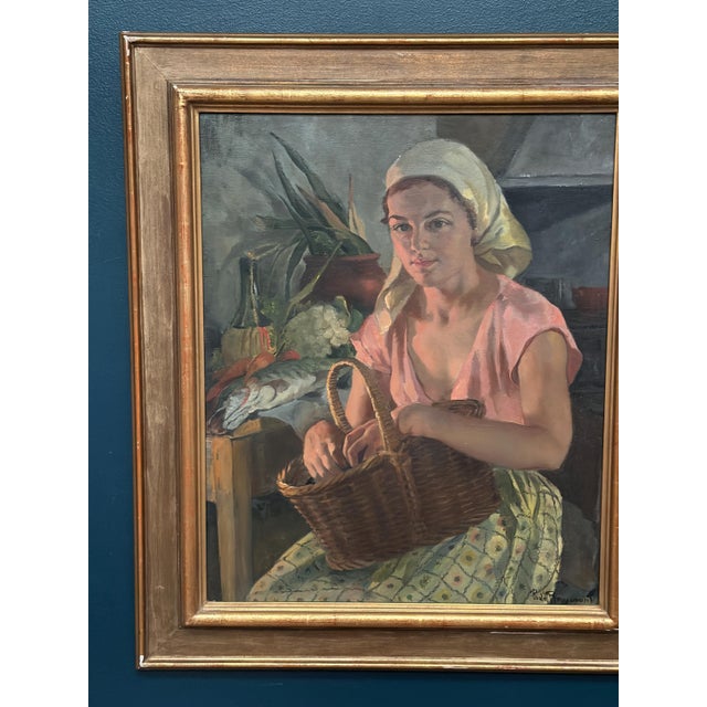 Mid-Century Modern Philippe De Rougemont, Seated Woman, 1920s, Oil on Panel, Framed For Sale - Image 3 of 17