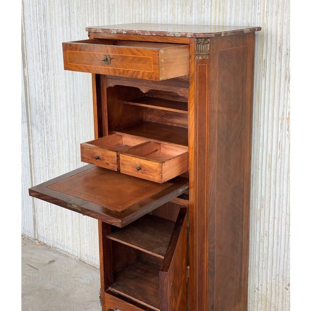 20th Century French Drop-Front Oak Secretary Desk or Abattant For Sale In Miami - Image 6 of 18
