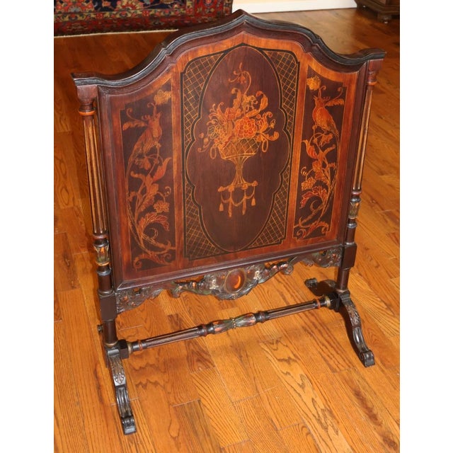 1920's Mahogany Paint Decorated Regency Style Fire Screen Dimensions : 41" tall X 32" Wide X 17" Deep This stunning fire...