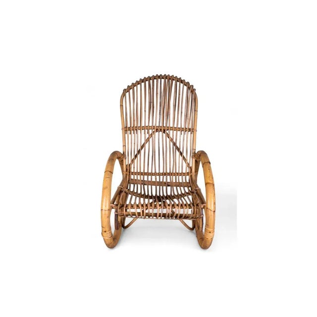 Wood Vintage Bamboo Rocking Chair For Sale - Image 7 of 7
