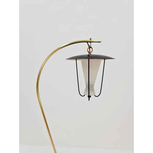 Metal Mid-Century German Arc Floor Lamp in Brass, 1960s For Sale - Image 7 of 12