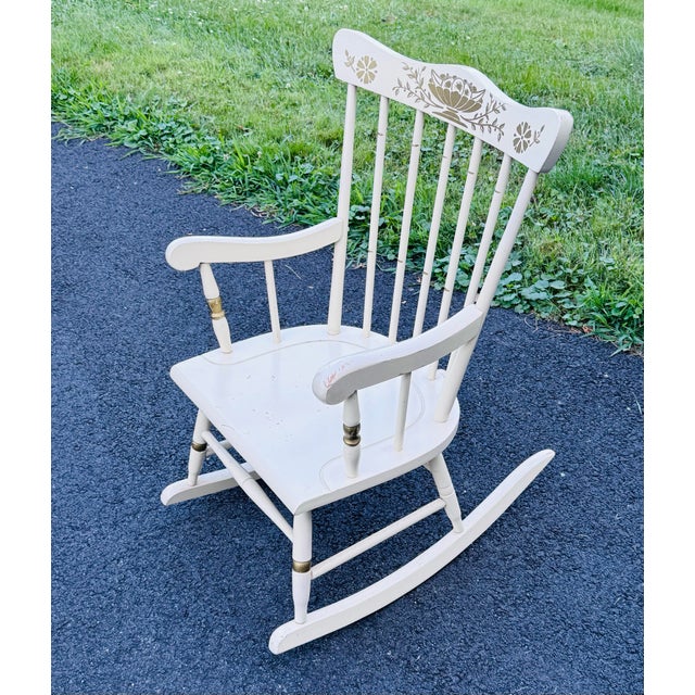 Thayer Coggin Vintage 1960s Child's White Wood Rocking Chair by Thayer For Sale - Image 4 of 7