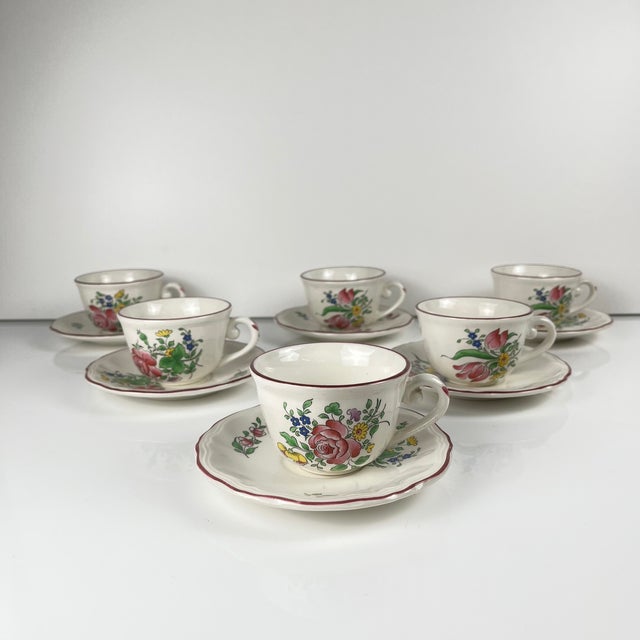 Vintage Coffee Cups with Saucers in Streetlight Pattern from KG Lunéville, 1950s, Set of 6 For Sale - Image 13 of 13