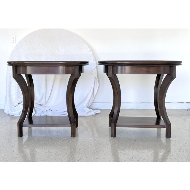 Set of oversized accent/end tables made out of solid wood, robustly built, yet with exquisite proportions and elegant...