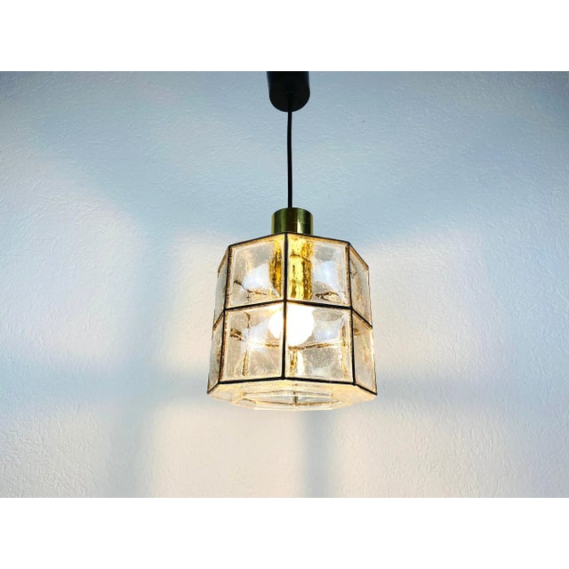 1960s Mid-Century Iron and Bubble Glass Pendant Lamp by Glashütte Limburg For Sale - Image 6 of 12