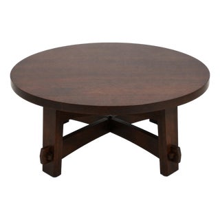 Stickley Round Mission Oak Cocktail Table For Sale