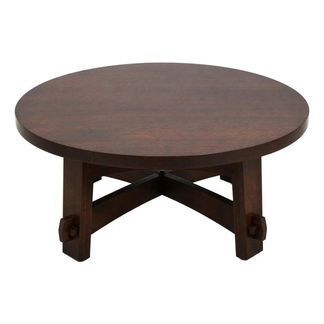 Stickley Round Mission Oak Cocktail Table For Sale