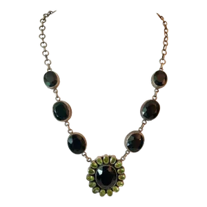 Vintage Smoky Quartz & Peridot Sterling Silver Necklace