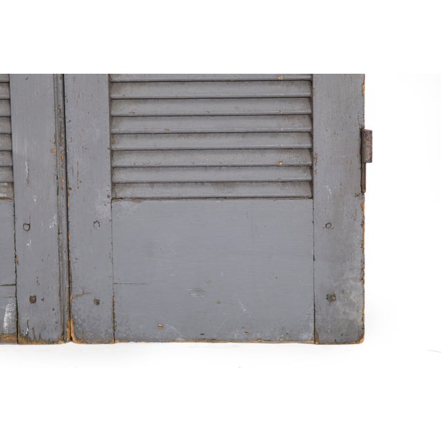 Pair of Weathered Gray-Painted Arched Dome Louvered Doors, 19th Century For Sale - Image 9 of 17