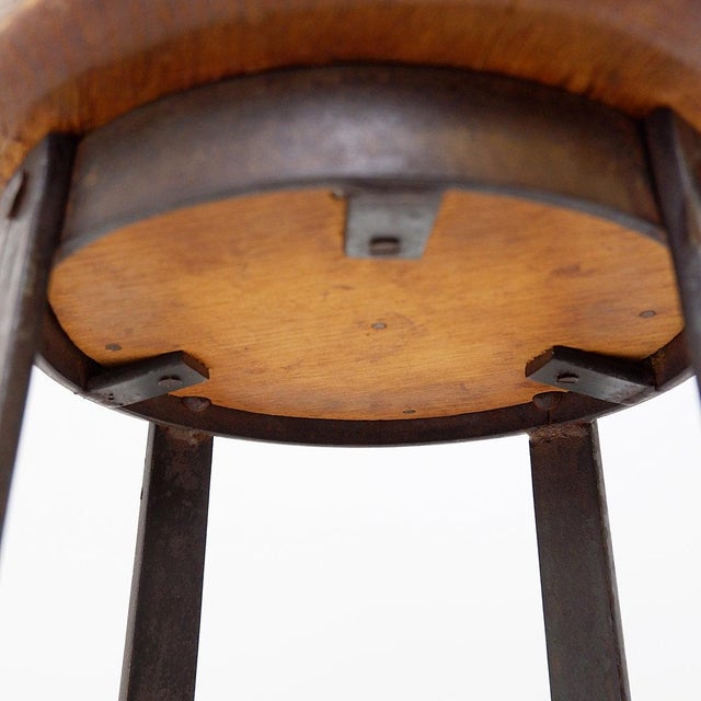 Brutalist Bar Stools in Oak and Wrought Iron, 1960s, Set of 2 For Sale - Image 13 of 14
