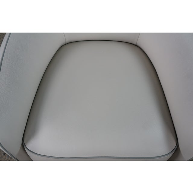 White Alberta Italian Modern Leather Mina Swivel Armchair Library Club Reading Chair For Sale - Image 8 of 18