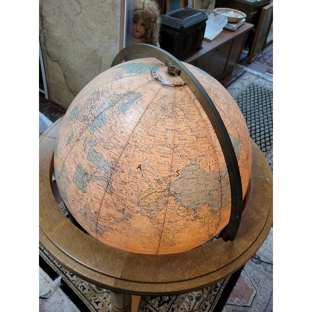 1950s Mid-Century Lighted World Globe …