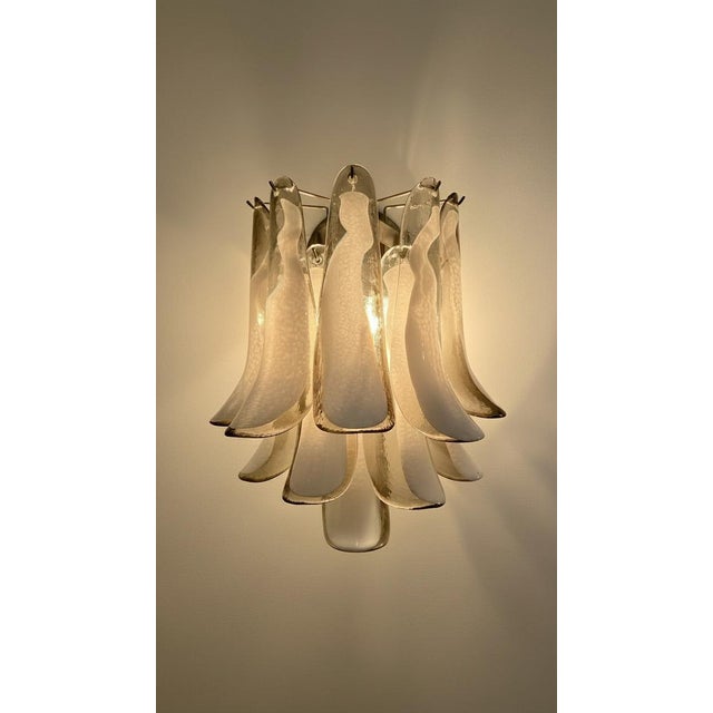 Mazzega-Inspired moked & Lattimo Murano Glass Wall Sconces - a Pair For Sale In Los Angeles - Image 6 of 7