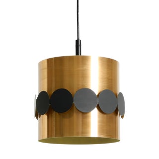 Original 1960s Space Age Pendant Lamp by Doria, Made of Copper-Anodized Aluminum and Black and White Lacquered Metal from Doria Leuchten For Sale