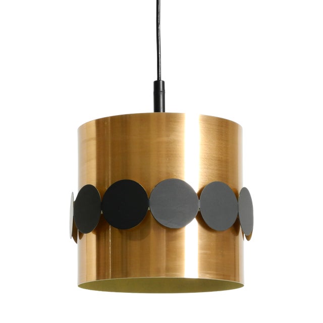 Original 1960s Space Age Pendant Lamp by Doria, Made of Copper-Anodized Aluminum and Black and White Lacquered Metal from Doria Leuchten For Sale