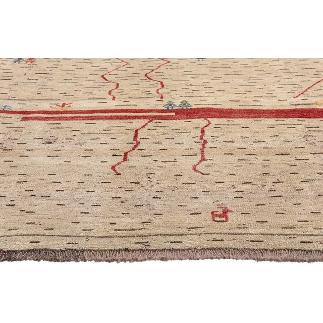 Vintage Persian Gabbeh Rug, 08'01 X 09'02 For Sale - Image 4 of 10