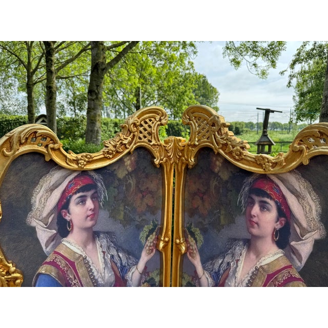 Wood 1960 French Louis XVI Gold Beech Folding Screen - 2 Panels For Sale - Image 7 of 14