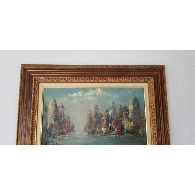 1980s Leo Villatova Cityscape Oil Painting For Sale - Image 5 of 9