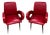 Italian Red Leather Armchairs, 1950s, Set of 2 For Sale