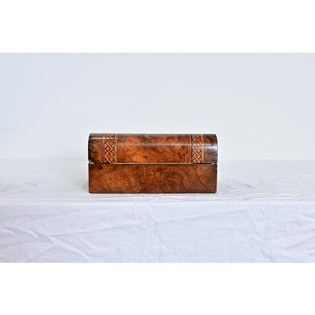 Victorian English 19th Century Burl Marquetry and Inlay Writing Box For Sale - Image 3 of 13