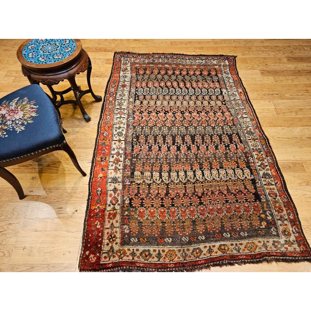 Textile Vintage Persian Malayer Area Rug, Hand-Knotted Wool, Geometric Paisley Pattern, 5x7, Brown & Red For Sale - Image 7 of 17