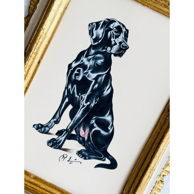 Realism Original Hand-Painted Dog Painting, Framed in a Vintage Italian Frame For Sale - Image 3 of 4