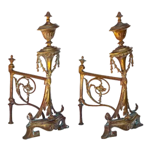 Late 19th Century French Bronze Fireplace Décor, a Pair