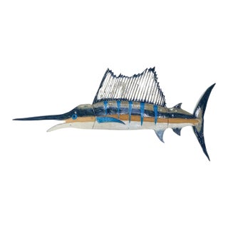 Unique Glazed Ceramic Sailfish Wall Sculpture by Florida Artist Rexx Fisher 1/1 For Sale