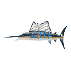Unique Glazed Ceramic Sailfish Wall Sculpture by Florida Artist Rexx Fisher 1/1