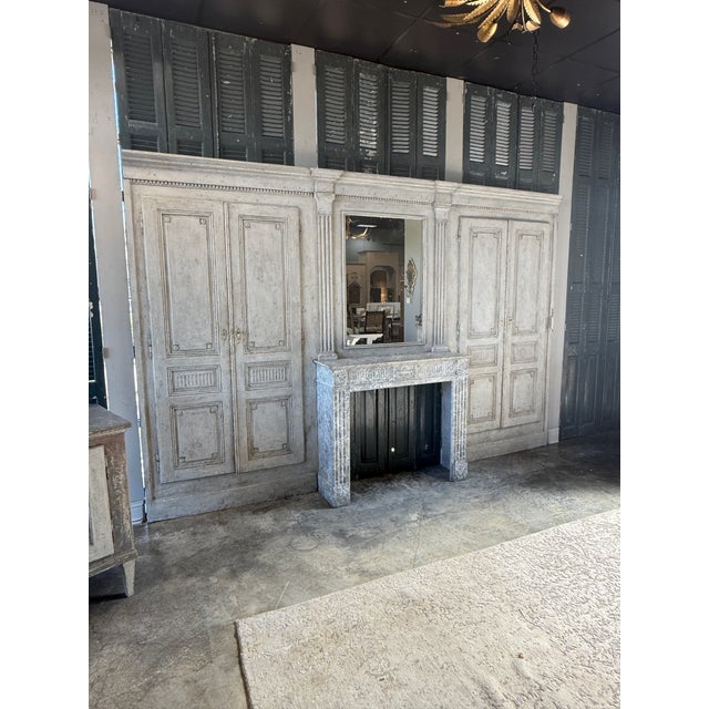 19th Century French Louis XVI Style Painted Boiserie Facade and Mantel For Sale - Image 4 of 8