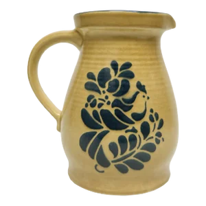 1980s Pfaltzgraff Stoneware Folk Art Ceramic 2.5 Quart Pitcher