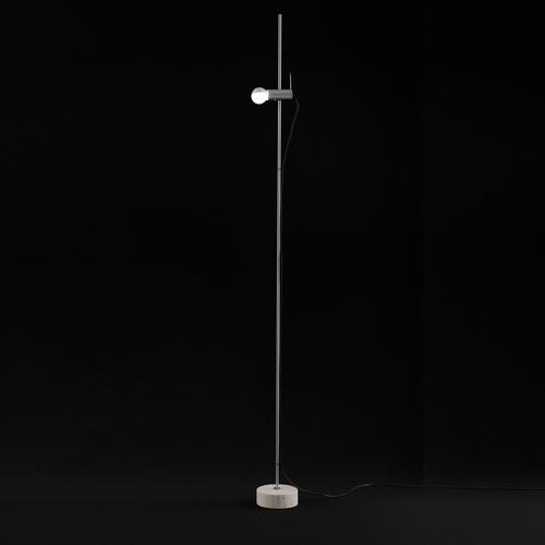 Floor lamp 'agnoli' designed by tito agnoli in 1954. Floor lamp giving direct light, travertino marble base, stem and...