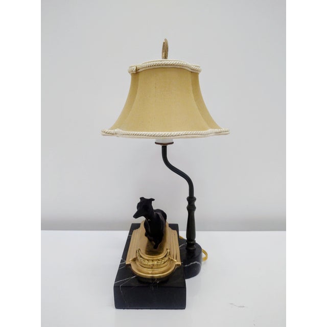 1980s Vintage Neoclassical Chelsea House Grayhound Right Facing Desk Lamp-Marble Base For Sale - Image 5 of 13