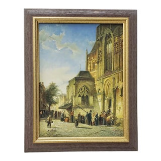 Vintage Impressionist Painting "Sunday Morning" by Hale 20th C. For Sale