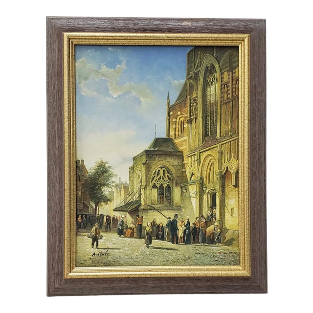 Vintage Impressionist Painting "Sunday Morning" by Hale 20th C. For Sale