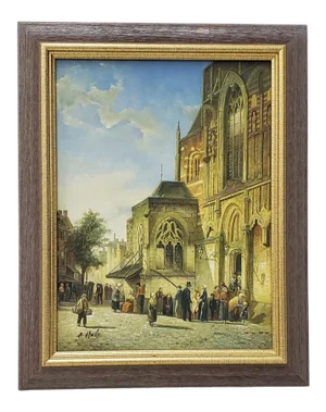 Vintage Impressionist Painting "Sunday Morning" by Hale 20th C.