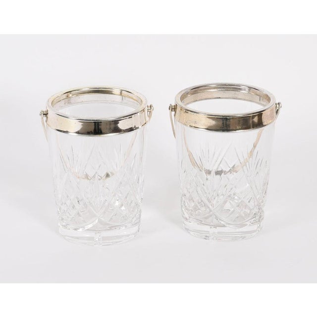 Mid-Century Silver-Plated and Crystal Ice Pail Buckets, Set of 2 For Sale - Image 6 of 11